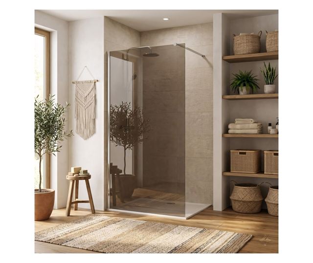 Zuhanyfal Rea Flexi brown 140 Krómozott 120X140X195CM