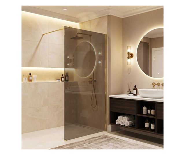 Zuhanyfal Rea Flexi Brown 100 Arany 120X100X195CM