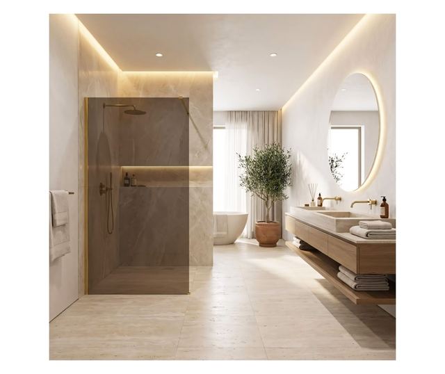 Zuhanyfal Rea Flexi Brown 120 Arany 120X120X195CM