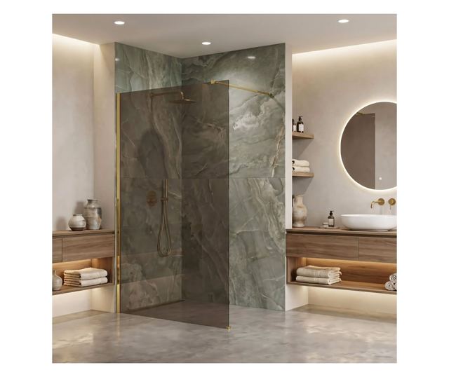 Zuhanyfal Rea Flexi Brown 120 Arany 120X120X195CM