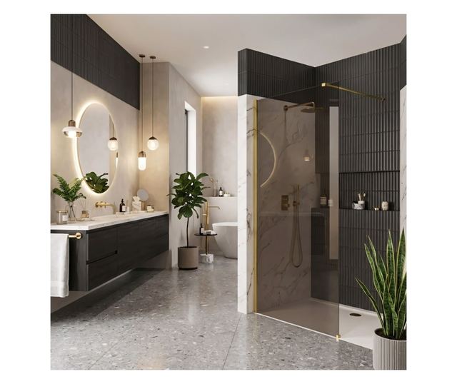 Zuhanyfal Rea Flexi Brown 90 Arany 120X90X195CM