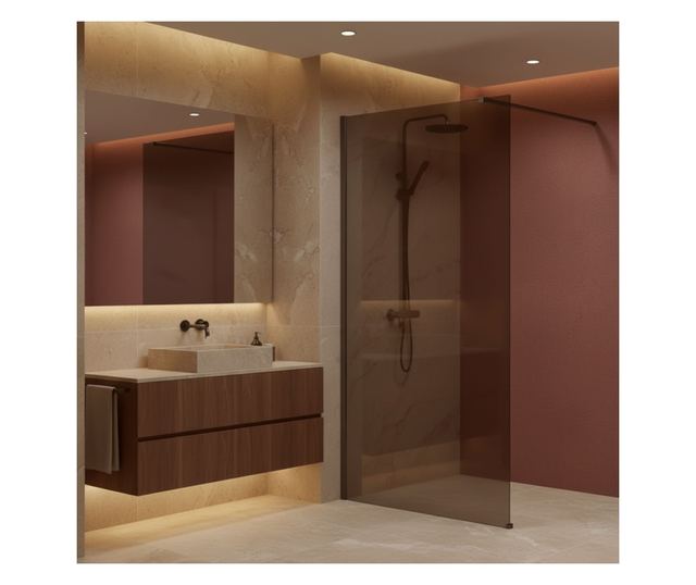 Zuhanyfal Rea Flexi Brown 90 Titán 120X90X195CM