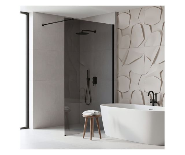 Zuhanyfal Rea Flexi Grey 100 Fekete 120X100X195CM