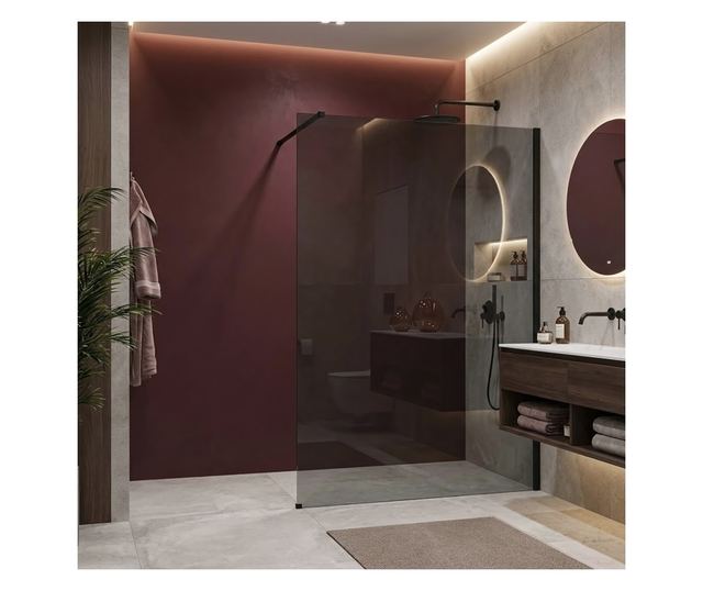 Zuhanyfal Rea Flexi Grey 130 Fekete 120X130X195CM