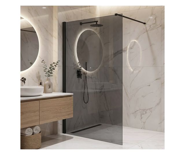 Zuhanyfal Rea Flexi Grey 130 Fekete 120X130X195CM