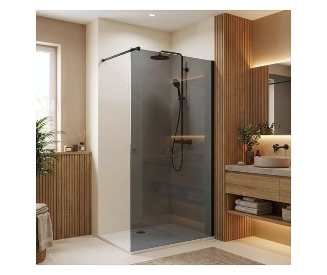 Zuhanyfal Rea Flexi Grey 80 Fekete 120X80X195CM