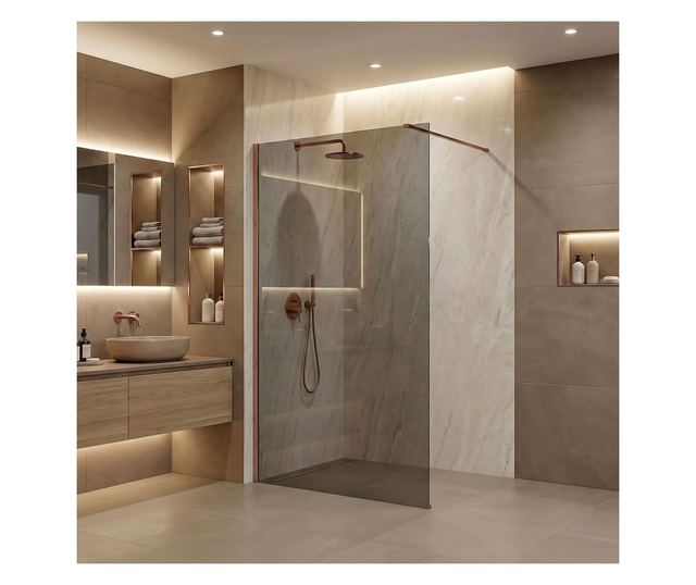 Zuhanyfal Rea Flexi 130 Brusolt réz 120X130X195CM