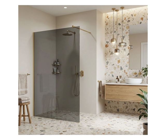 Zuhanyfal Rea Flexi Grey 130 Brusolt arany 120X130X195CM