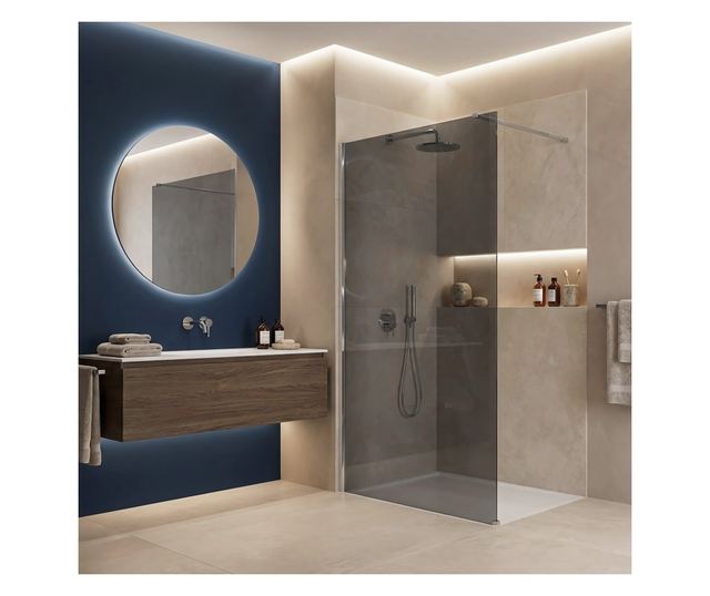 Zuhanyfal Rea Flexi Grey 80 Krómozott 120X80X195CM