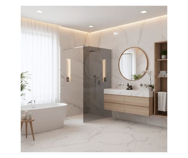 Zuhanyfal Rea Flexi Grey 110 Krómozott 120X110X195CM