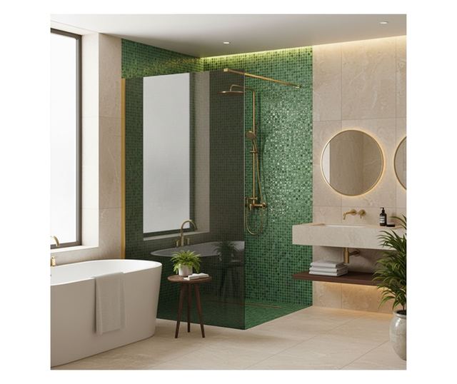 Zuhanyfal Rea Flexi Grey 130 Arany 120X130X195CM