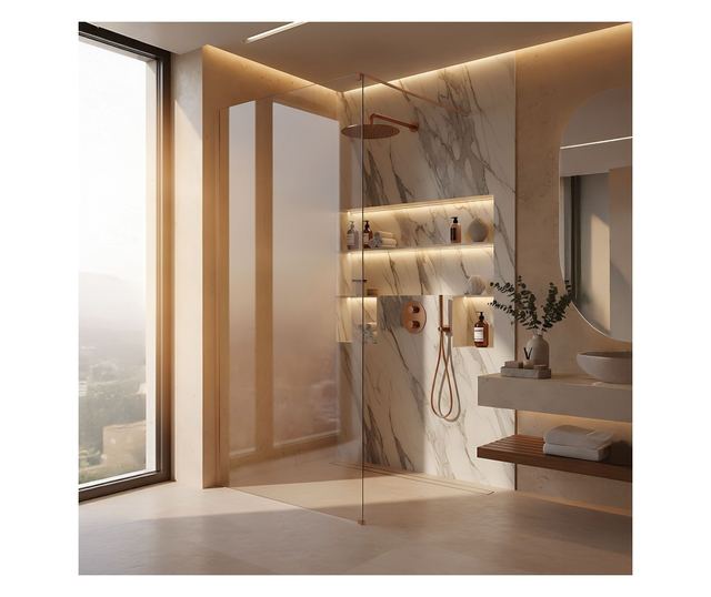 Zuhanyfal Rea Flexi 110 Brusolt réz 120X110X195CM