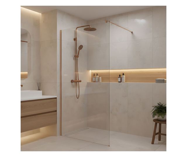 Zuhanyfal Rea Flexi 140 Brusolt réz 120X140X195CM