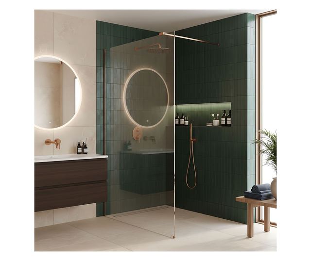 Zuhanyfal Rea Flexi 140 Brusolt réz 120X140X195CM