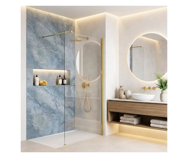 Zuhanyfal Rea Flexi Transparent 110 Arany 120X110X195CM