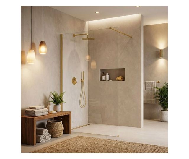 Zuhanyfal Rea Flexi Transparent 110 Arany 120X110X195CM