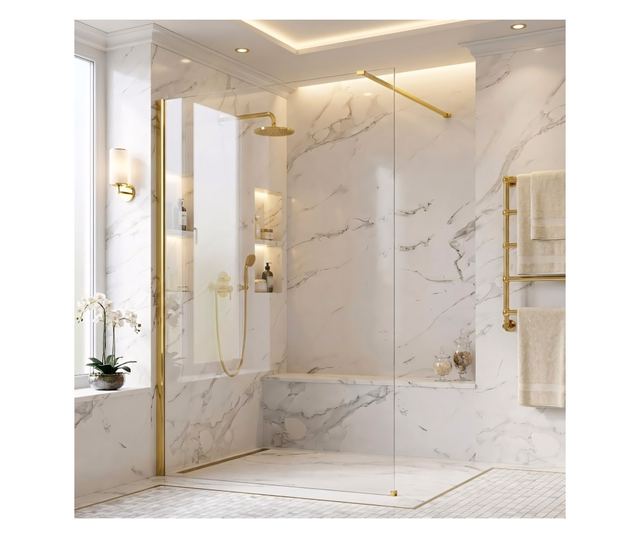 Zuhanyfal Rea Flexi Transparent 120 Arany 120X120X195CM