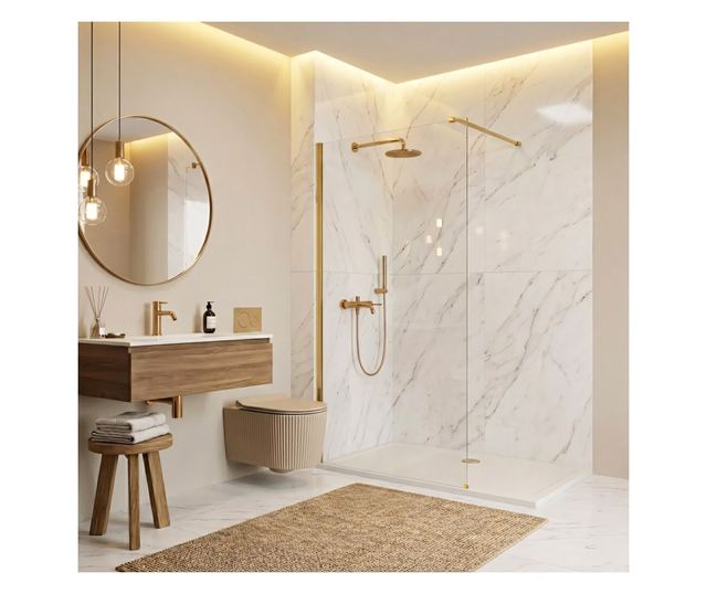 Zuhanyfal Rea Flexi Transparent 90 Arany 120X90X195CM