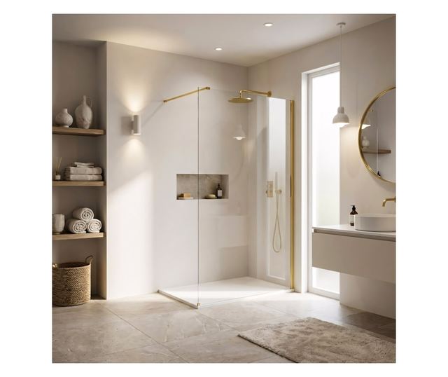 Zuhanyfal Rea Flexi Transparent 90 Arany 120X90X195CM