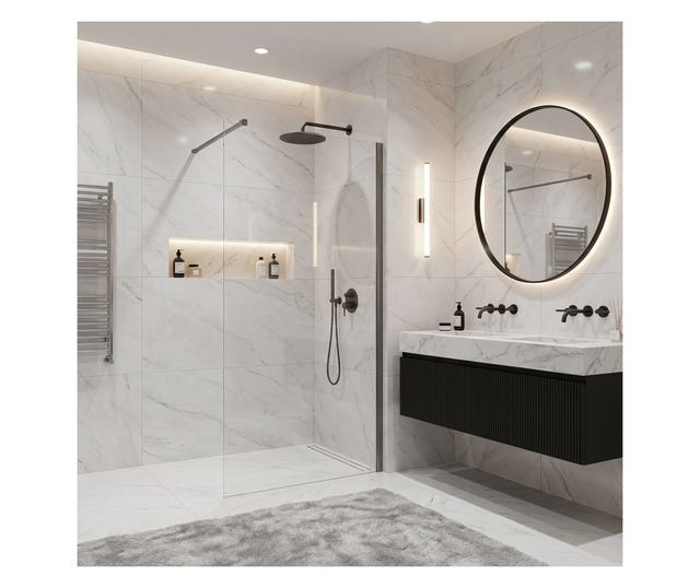 Zuhanyfal Rea Flexi Transparent 130 Titán 120X130X195CM