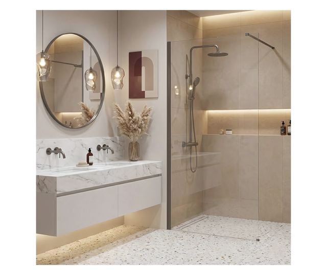 Zuhanyfal Rea Flexi Transparent 80 Titán 120X80X195CM