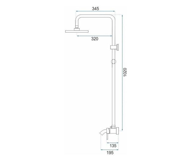 Zuhanyszett Rea Luis Brusolt réz 20X34,5X102CM