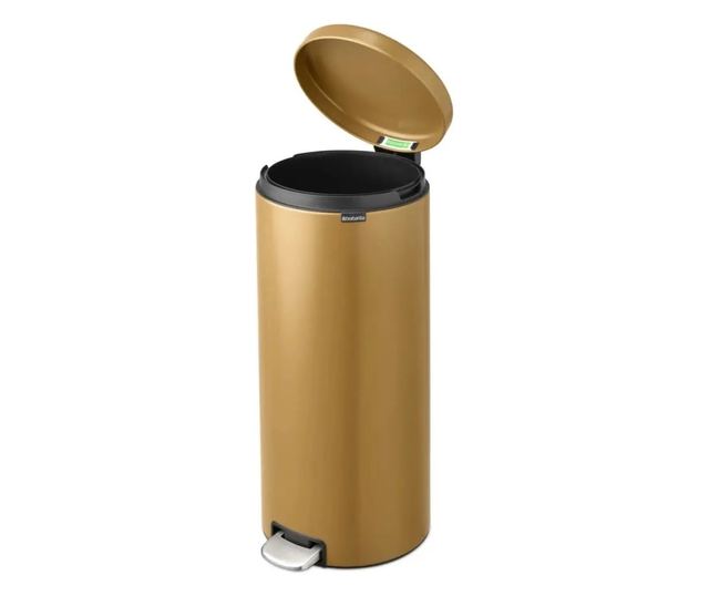 Brabantia NewIcon pedálos hulladékgyűjtő szagmentesen záródó Soft-Close fedél, műanyag tartály, 30L - G méret, acél, meleg tónus
