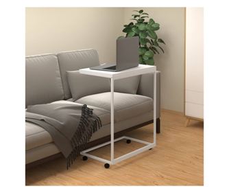 Bočni stolić s kotačima, bijeli, 55x35x70 cm, obrađeno drvo