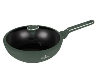 Nepřilnavá wok pánev s titanem 28 cm, zelená matná kolekce Berlinger Haus BH 8159