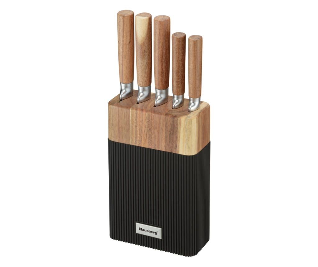 Klausberg KB 7981 késkészlet, 6 darabos, rozsdamentes acél, állvány, barna/grafit