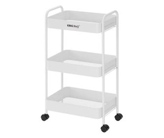 Kinghoff KH 1942 mobil polc, 3 szint, 4 db 360 fokban forgó görgő, fehér