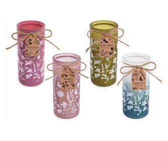 4 db illatos üveggyertya szett (6 cm átmérő x 14 cm magasság)