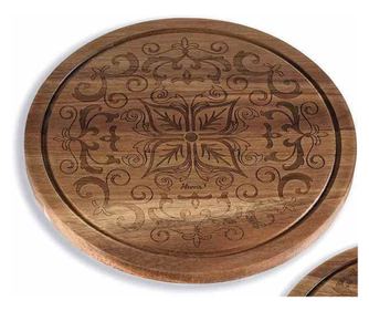 Σετ 2 ξύλινες πιατέλες σερβιρίσματος από ακακία, 25 εκ. διάμετρος