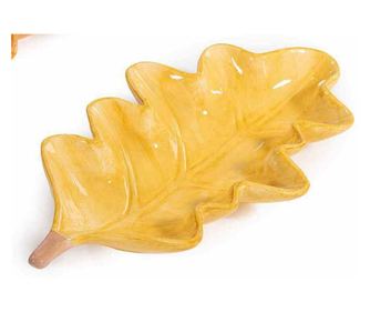 2 db kerámia levél alakú dísztál szett