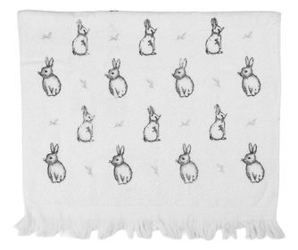 Prosop maini si fata bumbac alb negru Iepurasi 40x66 cm