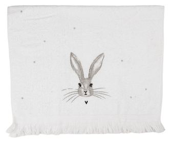 Λευκή Γκρι Βαμβακερή Πετσέτα Χεριών και Προσώπου Κουνέλι 40x66 εκ.