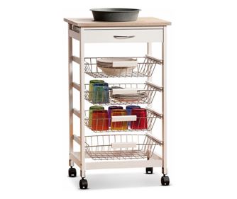 Servirni voziček iz MDF - bela/rjava, 47 x 37 x 82 cm