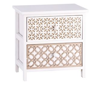 Bílá a hnědá dřevěná komoda - 40 x 29 x 42 cm