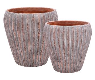 Set 2 ghivece flori ciment maro gri 28 x 28, 34,5 x 34 cm