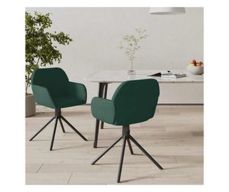 Kuhinjska vrtljiva stola, 2 kosa, temno zelena, žamet