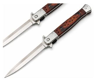 Σετ 2 μαχαιριών Stiletto, χειροκίνητο άνοιγμα, μήκος 33 cm, μεταλλική λάμα, καφέ, ξύλινη