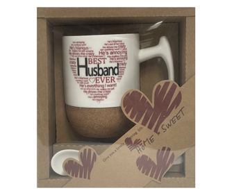 Porcelanasta skodelica in žlička v darilni embalaži - Za moža