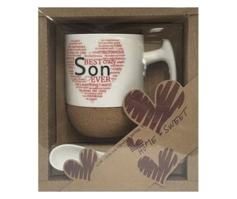 Porcelanasta skodelica in žlička v darilni embalaži - Za sina