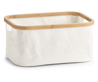 Košara za odlaganje, bambus i platno, 38x26x18 cm
