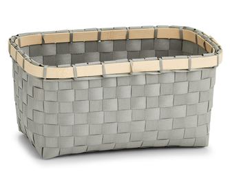 Košara za odlaganje, plastika-bambus, siva, 24 x 15 x 12 cm, 14242