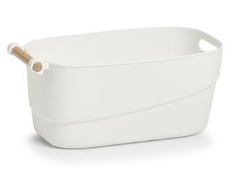 Košara za odlaganje, bijela, 33,5 x 18,5 x 15 cm, plastika-drvo, 14681