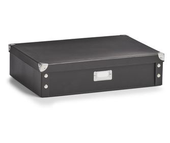 Cutie de depozitare Zeller pentru cravate și curele, carton, negru, 44,5x31,5x11 cm