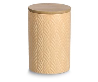 Keramična posoda za shranjevanje z bambusovim pokrovom, 720 ml, marelična barva, Ø10x15 cm