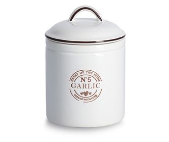 Pojemnik na czosnek, 880 ml, Ceramika, Biały, Ø12x17,5 cm