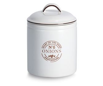 Hagyma Tároló Edény, 1620 ml, Kerámia, Fehér, Ø14,5x20 cm